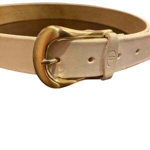 Classic Cream and Gold Belt with Leather Finish